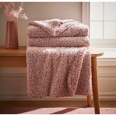 Dunelm Teddy Bear Soft Marl Throw Pink