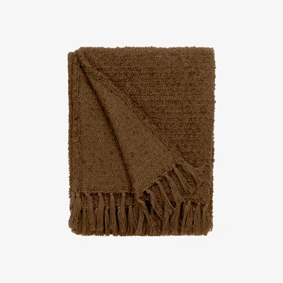 Dunelm Candar Cosy Woven Tassel Throw Cocoa