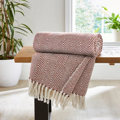 Dunelm Jenson Herringbone Throw 130cm x 180cm Terracotta