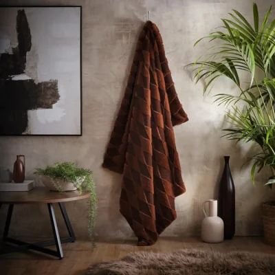 Dunelm Appletree Cosy Diamond Boucle Throw Blanket 150cm x 200cm