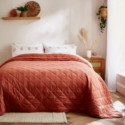 Dunelm Helston Bedspread Terracotta