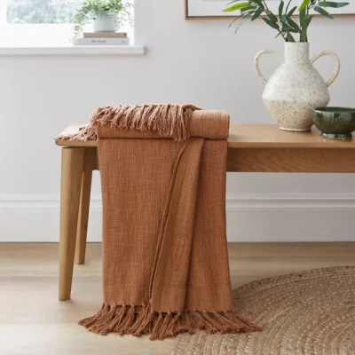 Dunelm Westcott Slub Cotton Throw Blanket