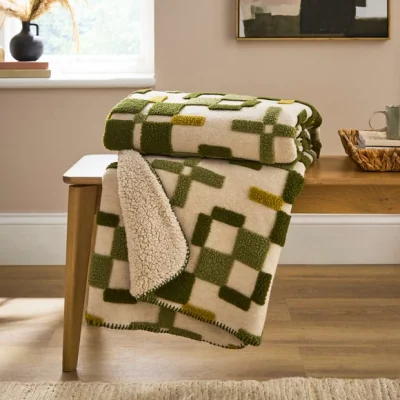 Dunelm Welsh Blanket Sherpa Jacquard Throw 130cm x 170cm