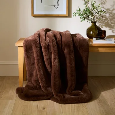 Dunelm Silky Soft Faux Fur Throw Pinecone