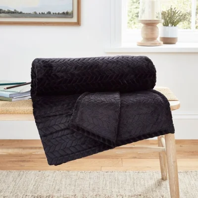 Dunelm Amelia Recycled Throw, 200cm x 200cm Black