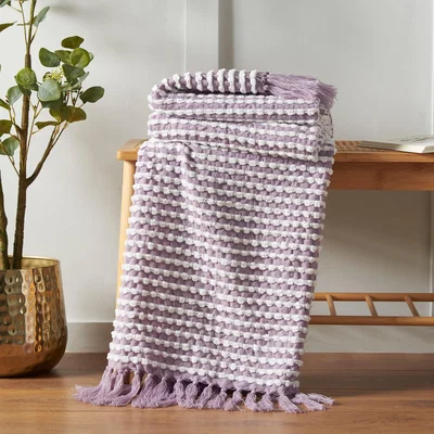 Dunelm Catherine Lansfield Stab Stitch Throw Blanket 125cm x 150cm