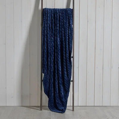 Dunelm Willow Recycled 130cm x 180cm Throw Navy Blue