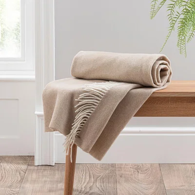 Dunelm Churchgate Enderby Wool Throw Natural