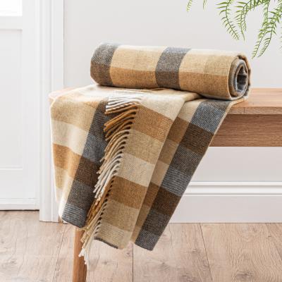 Dunelm Ochre Watson Wool Check Throw Yellow/White