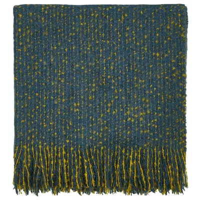 Dunelm Clarissa Hulse Goosegrass Blue Throw Blue and Yellow