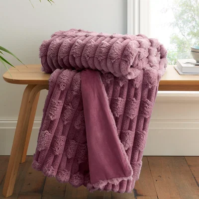 Dunelm Bianca So Soft Carved Faux Fur Throw Blanket 150cm x 200cm