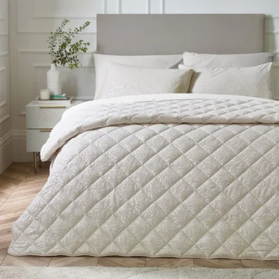 Dunelm Catherine Lansfield Corded Leaves Bedspread