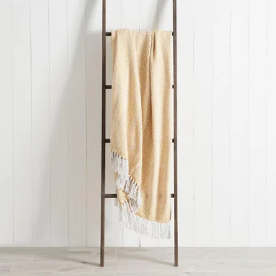 Dunelm Jenson Herringbone 130cm x 180cm Throw Yellow