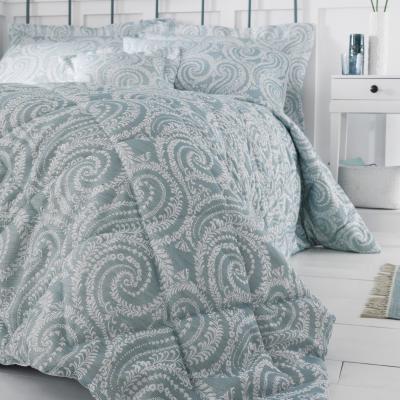 Dunelm Abigail Blue Textured Bedspread Blue and White