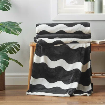 Dunelm Sassy B Waves Monochrome Throw Blanket 200cm x 240cm