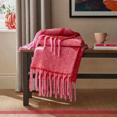 Dunelm Elements Abstract Faux Mohair Throw 130x180cm Red