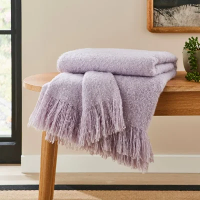 Dunelm Boucle Throw 130cm X 170cm Lilac