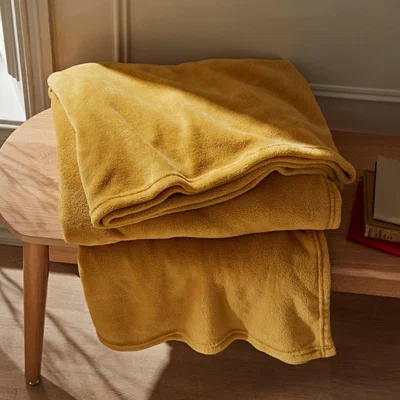 Dunelm Recycled Fleece Throw Yellow