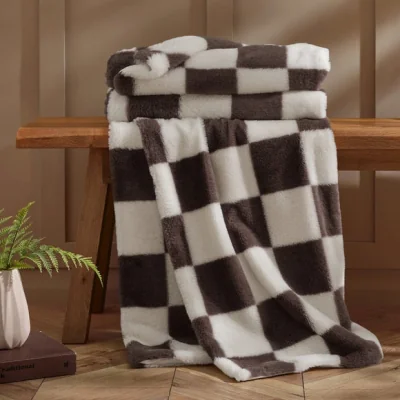 Dunelm Cosy Soft Checkerboard Throw Blanket 130cm x 170cm