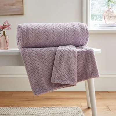 Dunelm Amelia Recycled Throw, 200cm x 200cm Lilac