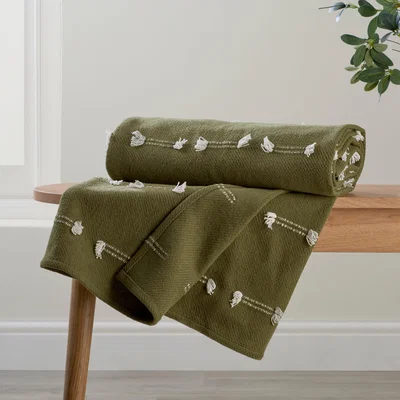 Dunelm Otis Throw Green/White