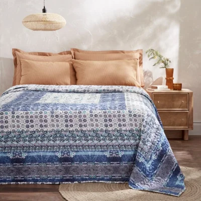 Dunelm Antigoni Bedspread Blue