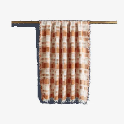 Dunelm West Grid Throw Orange