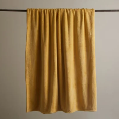 Dunelm Seriously Soft Recycled Throw, 220x220cm Seriously Soft Ochre