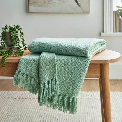 Dunelm Aris Cotton Weave 130cm x 180cm Throw Aris Catkin