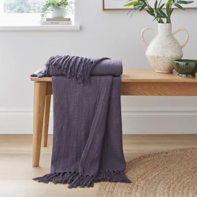 Dunelm Westcott Slub Cotton Throw Blanket
