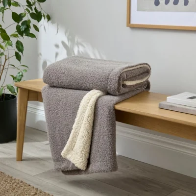 Dunelm Mottled Sherpa Throw Blanket 130cm x 180cm