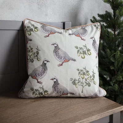 Dunelm Partridge and Pear Tree Cushion Natural