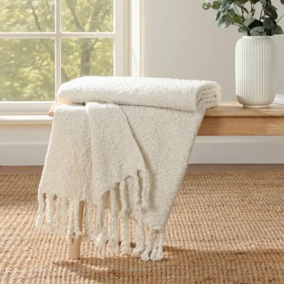 Dunelm Lillie Boucle Throw Blanket, 130cm x 180cm