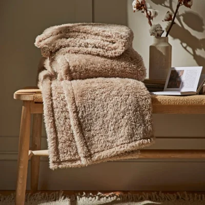 Dunelm Teddy Bear Throw Teddy Taupe