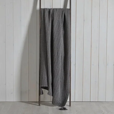 Dunelm Steeple Grey Waffle Throw Grey