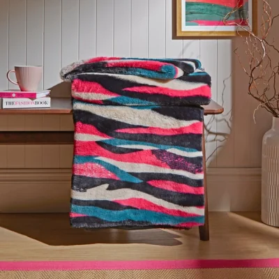 Dunelm Zebra Fur Throw MultiColoured