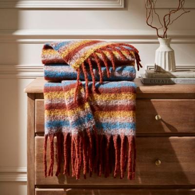 Dunelm Ombre Narrow Stripe Mohair Throw Blanket, 130cm x 180cm