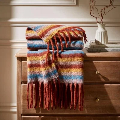 Dunelm Ombre Narrow Stripe Mohair Throw Blanket, 130cm x 180cm