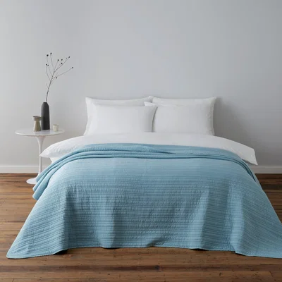 Dunelm Channel Stitch Duck Egg Bedspread Duck Egg Blue