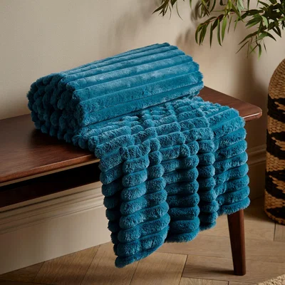 Dunelm Cosy Ribbed Throw Blanket 130cm x 170cm