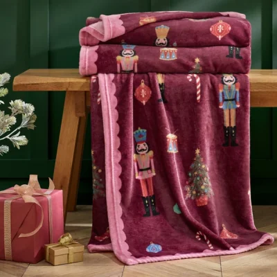 Dunelm Catherine Lansfield Christmas Nutcracker Throw Blanket