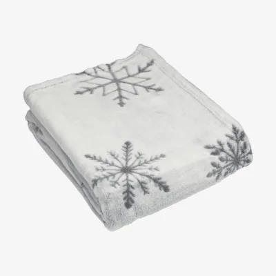 Dunelm Snowflake Cut Fleece Throw Silver 140x180 Silver