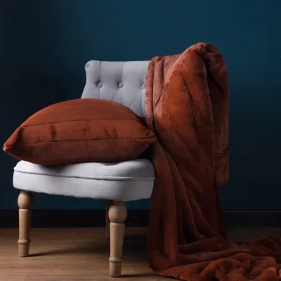 Dunelm Empress Faux Fur Throw Rust