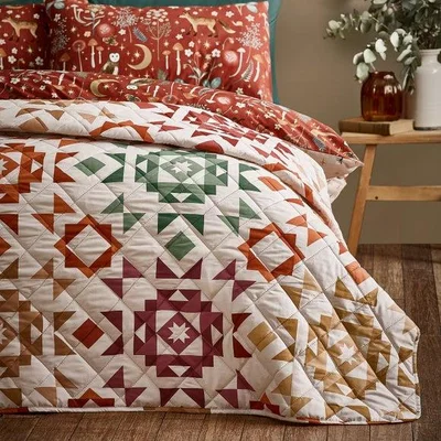 Dunelm Catherine Lansfield Autumn Patchwork Geometric Bedspread
