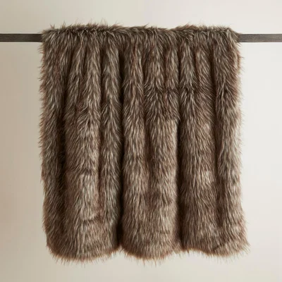 Dunelm Bear Faux Fur 130cm x 180cm Throw Beige