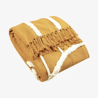 Dunelm Rainbow Tufted 130cm x 150cm Throw Yellow/White