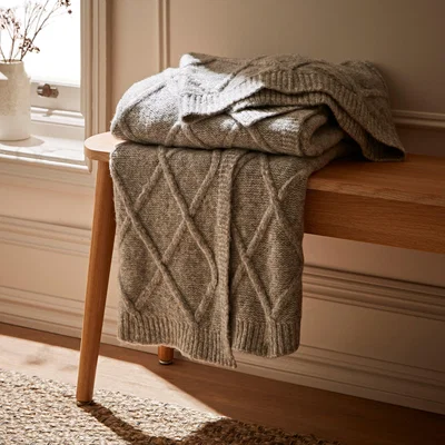 Dunelm Diamond Marl Grey Throw Grey