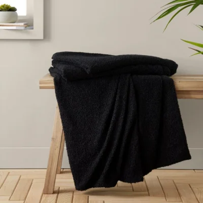 Dunelm Catherine Lansfield Cosy Boucle Throw Black