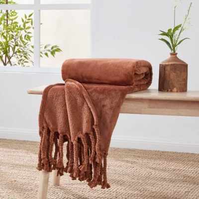 Dunelm Tassel Throw Blanket 130cm x 170cm