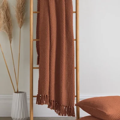 Dunelm Drift Home Hayden Throw 130 x 180cm Terracotta